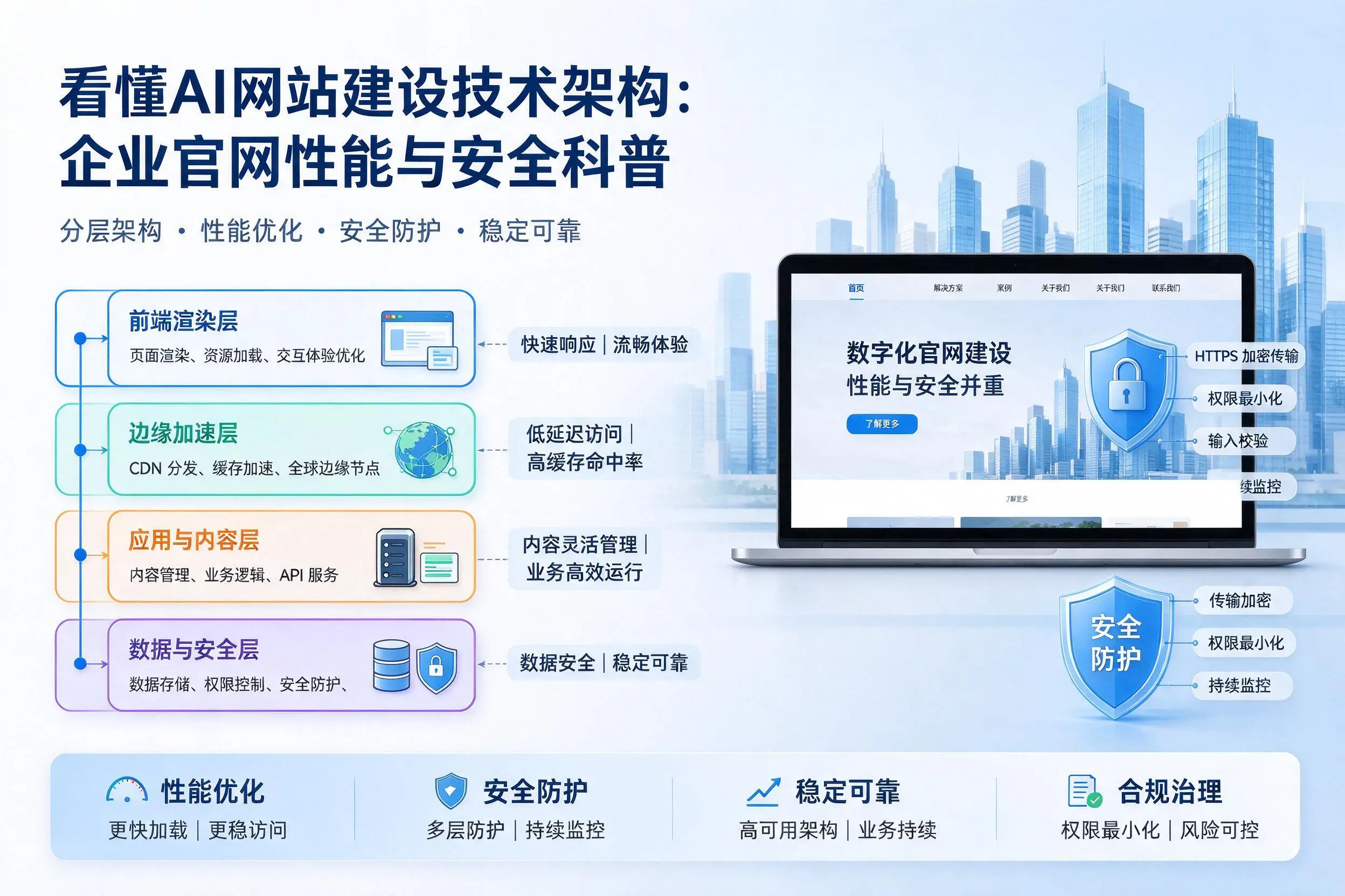 看懂AI网站建设技术架构：鹰潭企业官网性能与安全科普
