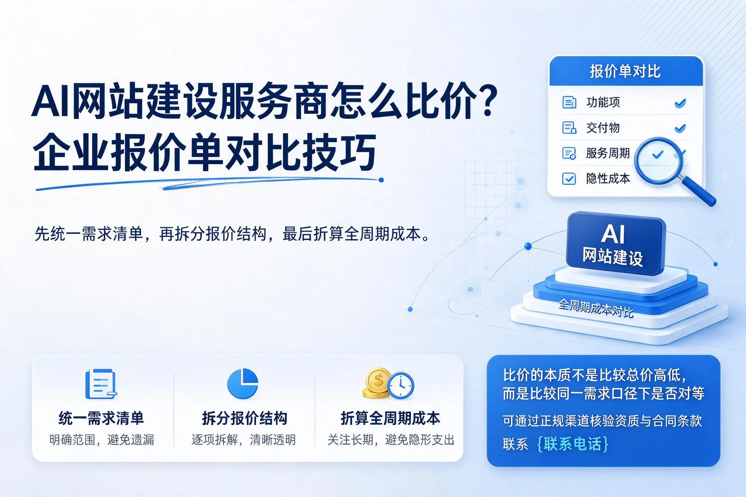 AI网站建设服务商怎么比价？鹰潭企业报价单对比技巧