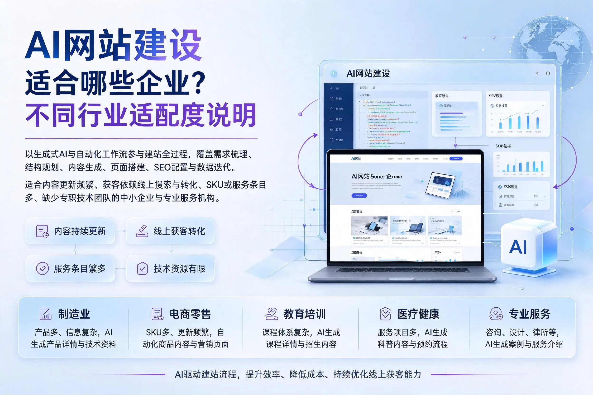 AI网站建设适合哪些企业?鹰潭不同行业适配度说明
